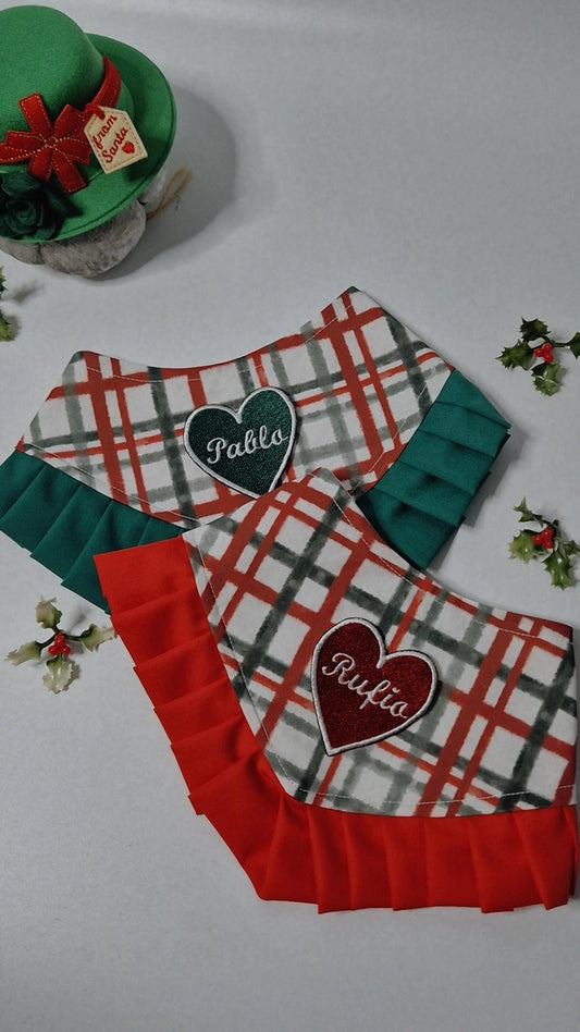 Personalised heart Christmas edition ruffle and non ruffle bandana