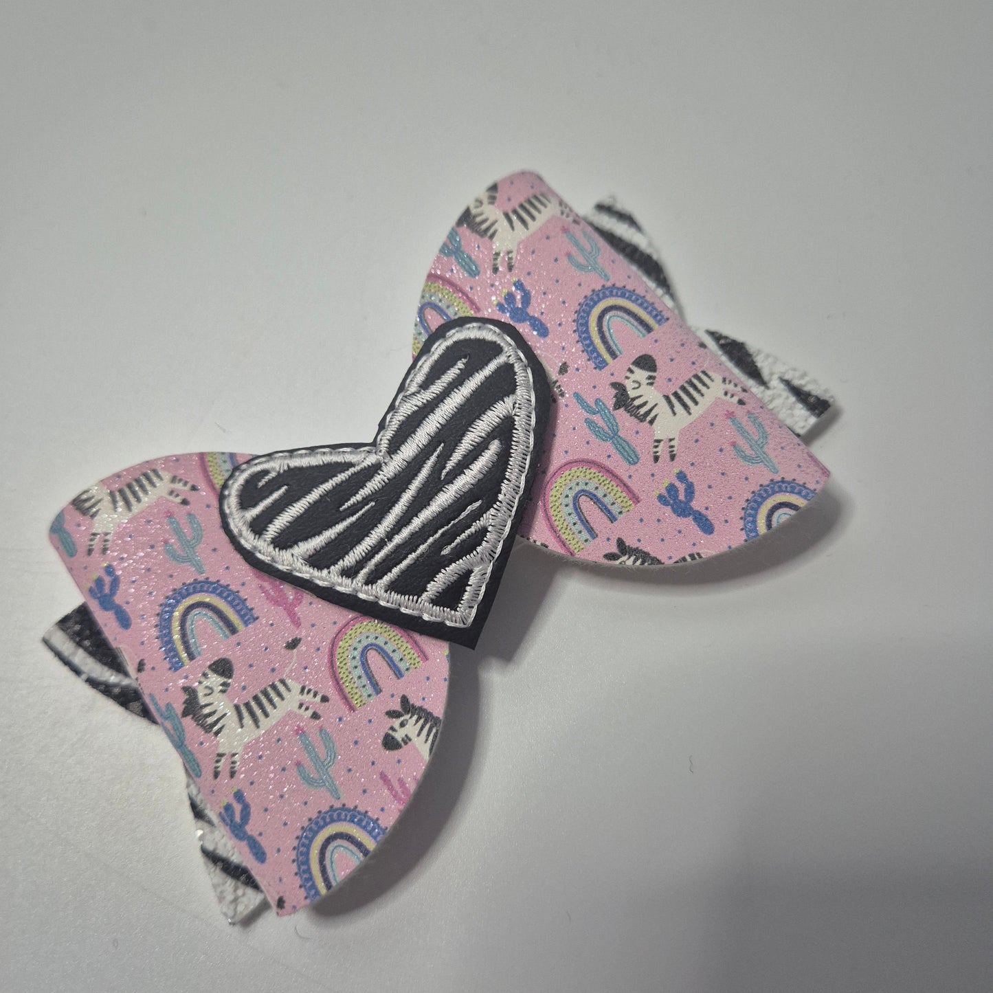 Zebra heart bow