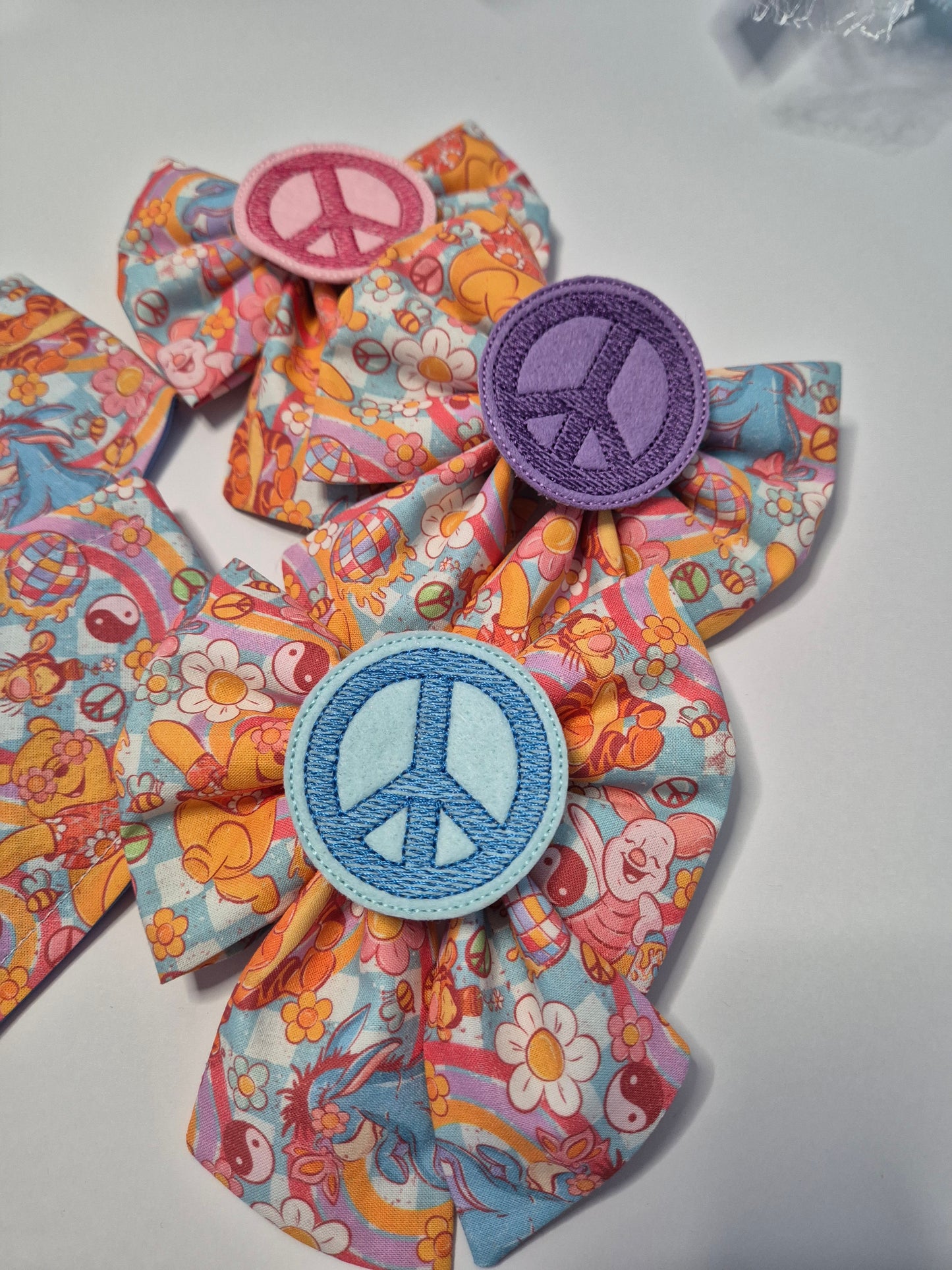 Groovy bear & friends embroidered sailor bow