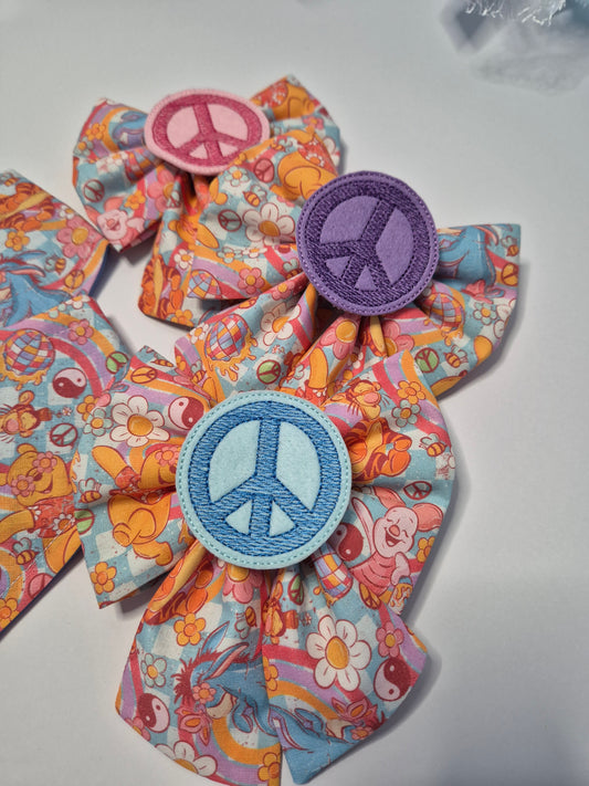 Groovy bear & friends embroidered sailor bow