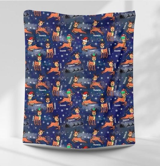 Santas reindeer 150x150 fleece blanket