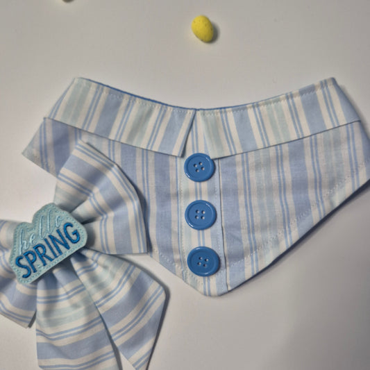 Blue stripe collar shirt bandana