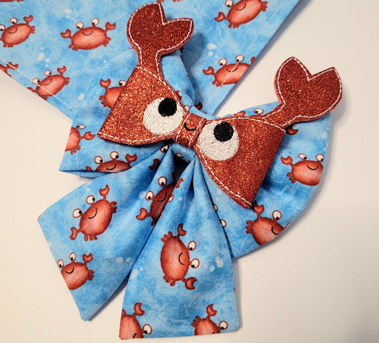 Feeling crabby embroidered sailor bow