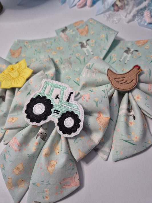 Down at the farm embroidered sailor bow