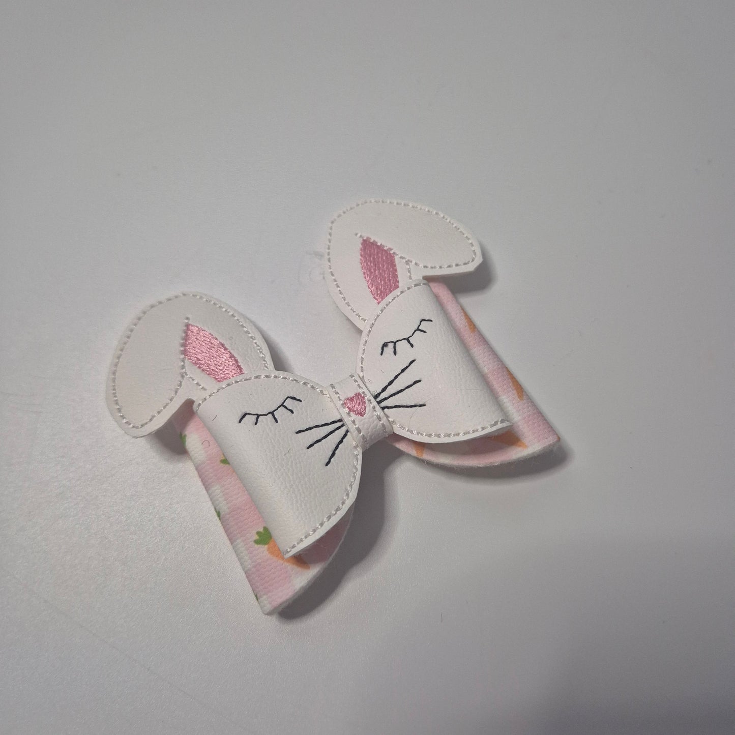 Rabbit pink canvas bow