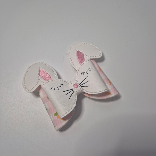 Rabbit pink canvas bow